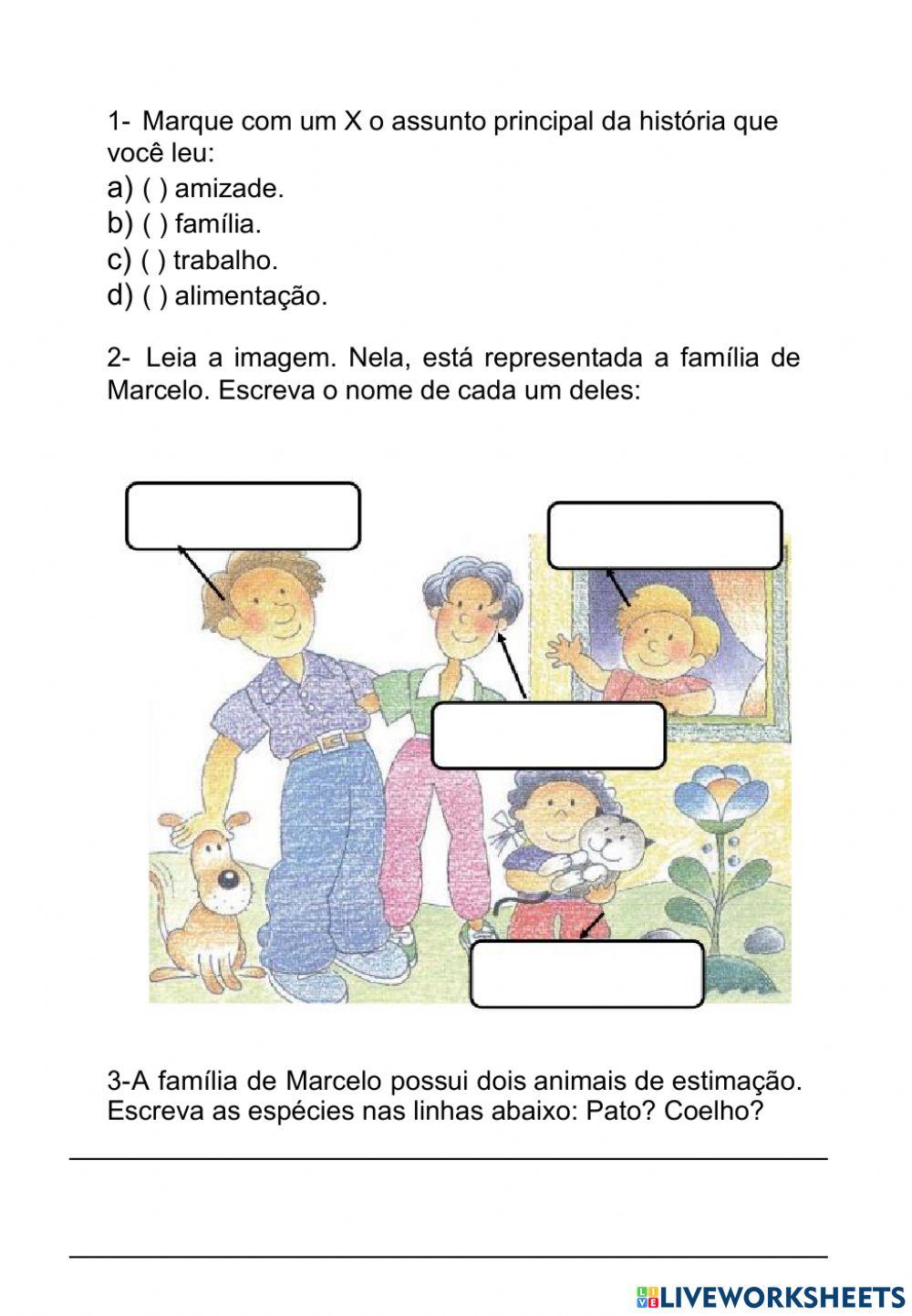 A familia do Marcelo - Leitura e Interpretação