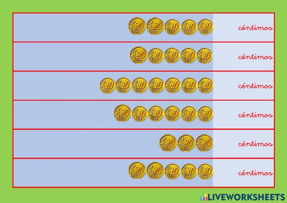Cuento dinero con monedas de 10, 20 y 50 céntimos.(1) Cuento dinero con monedas de 10, 20 y 50 céntimos.(1)