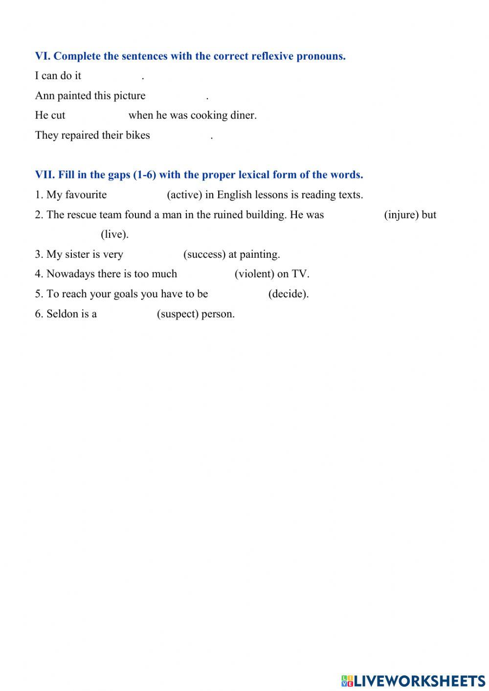 Starlight 8 Module 3-4 Pre-Test