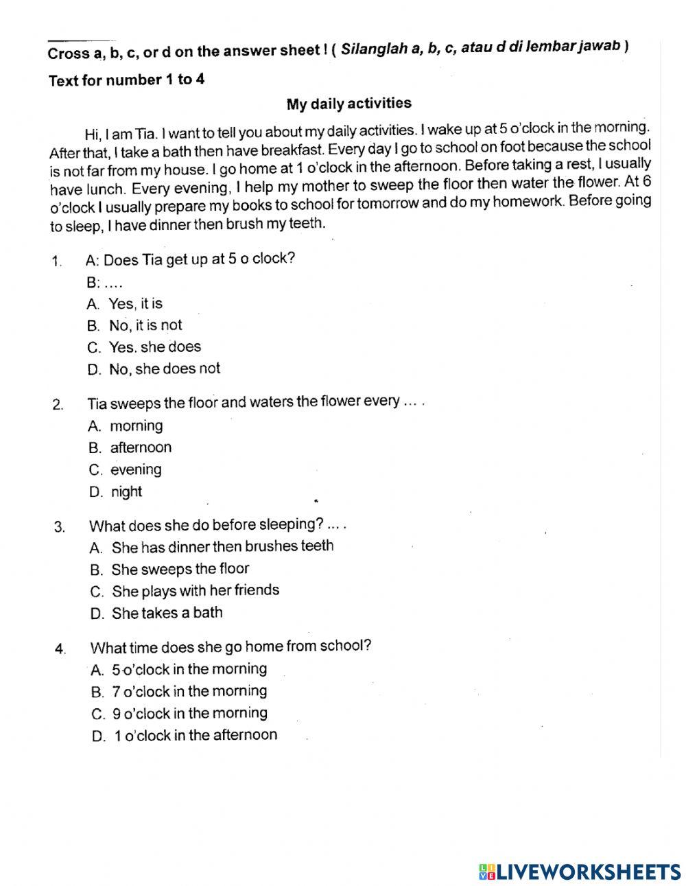 Latihan PTS Semester 2 Kelas 4