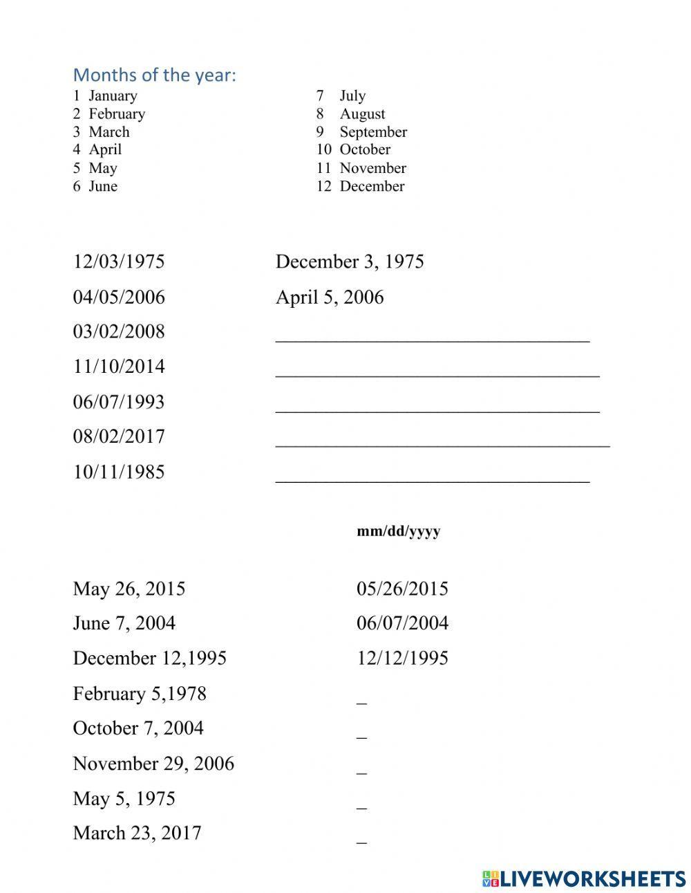 Writing Dates (American)