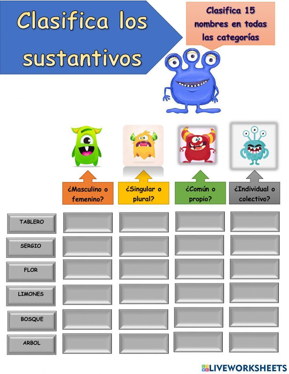 Clasificación sustantivos
