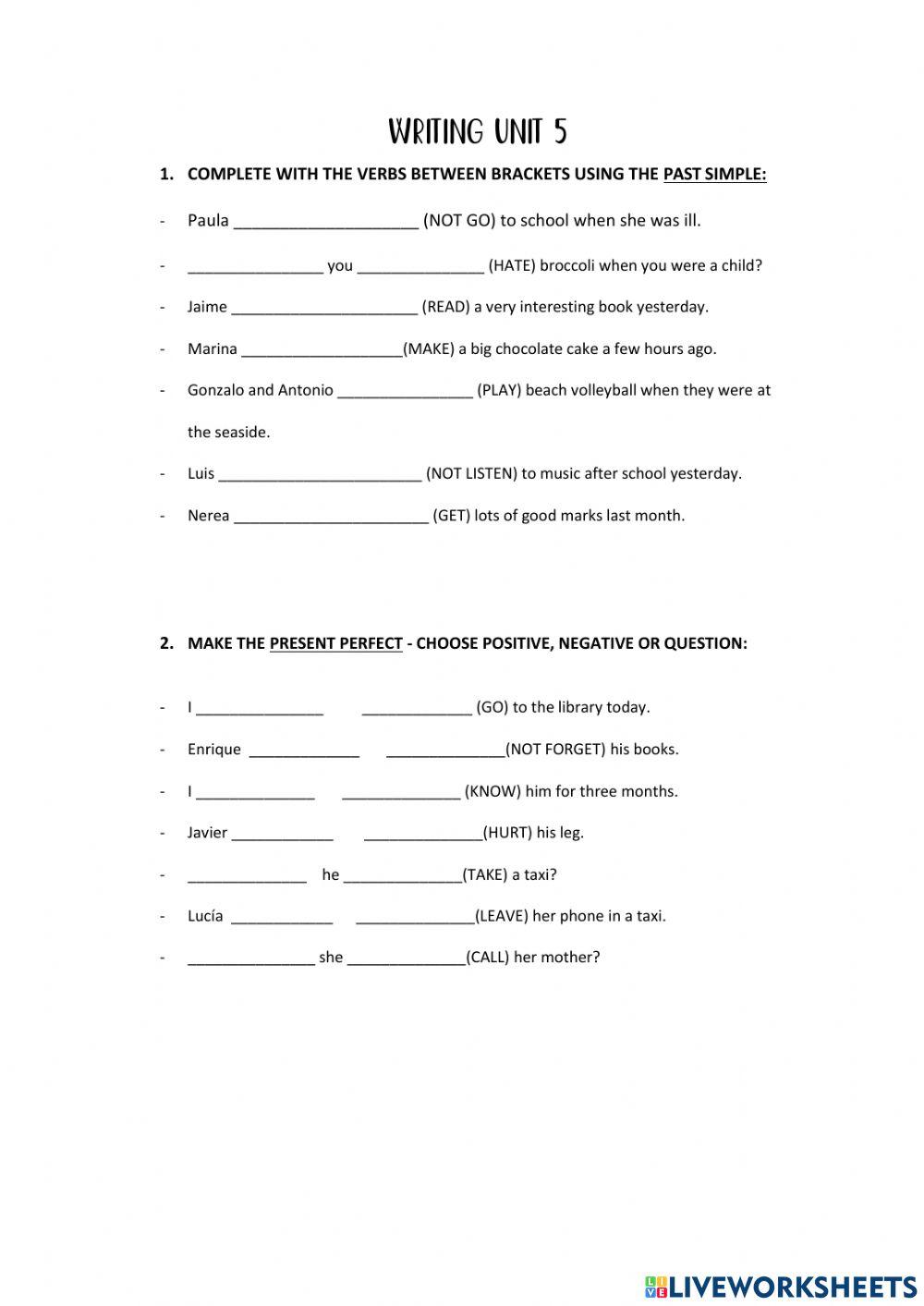 Writing sexto unit 5