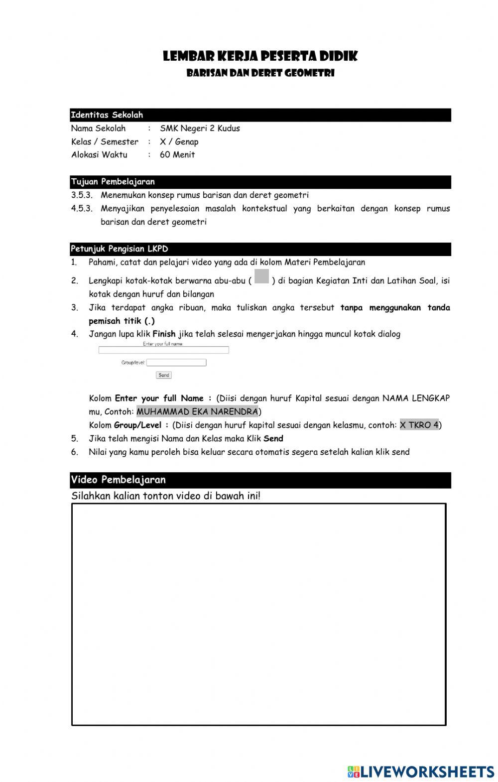 LKPD Barisan Deret Geometri