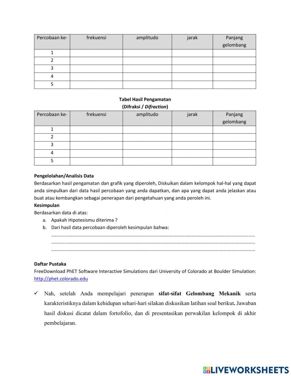 Lembar Kerja Peserta Didik KEGIATAN 3 GELOMBANG MEKANIK
