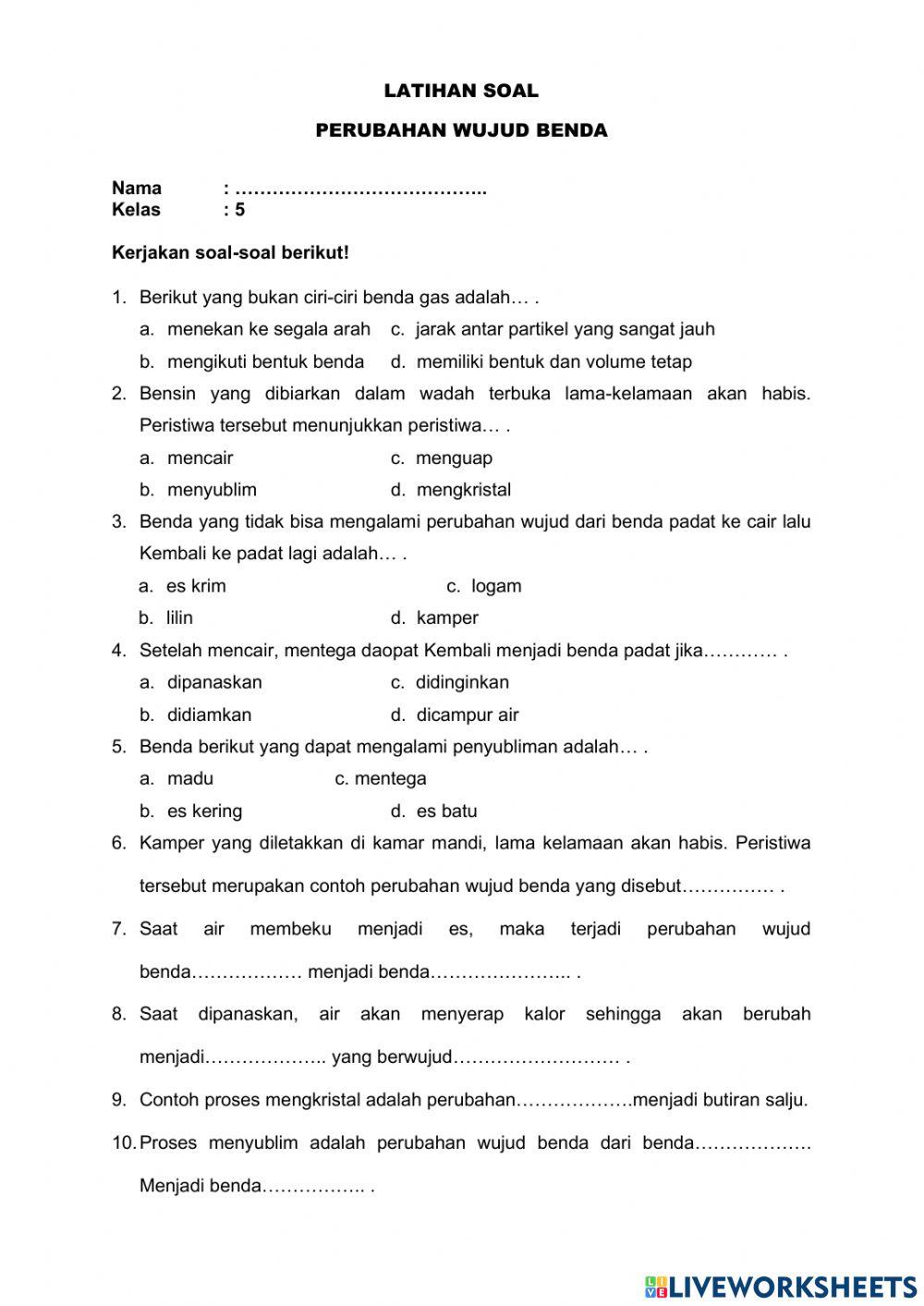 Perubahan Wujud Benda