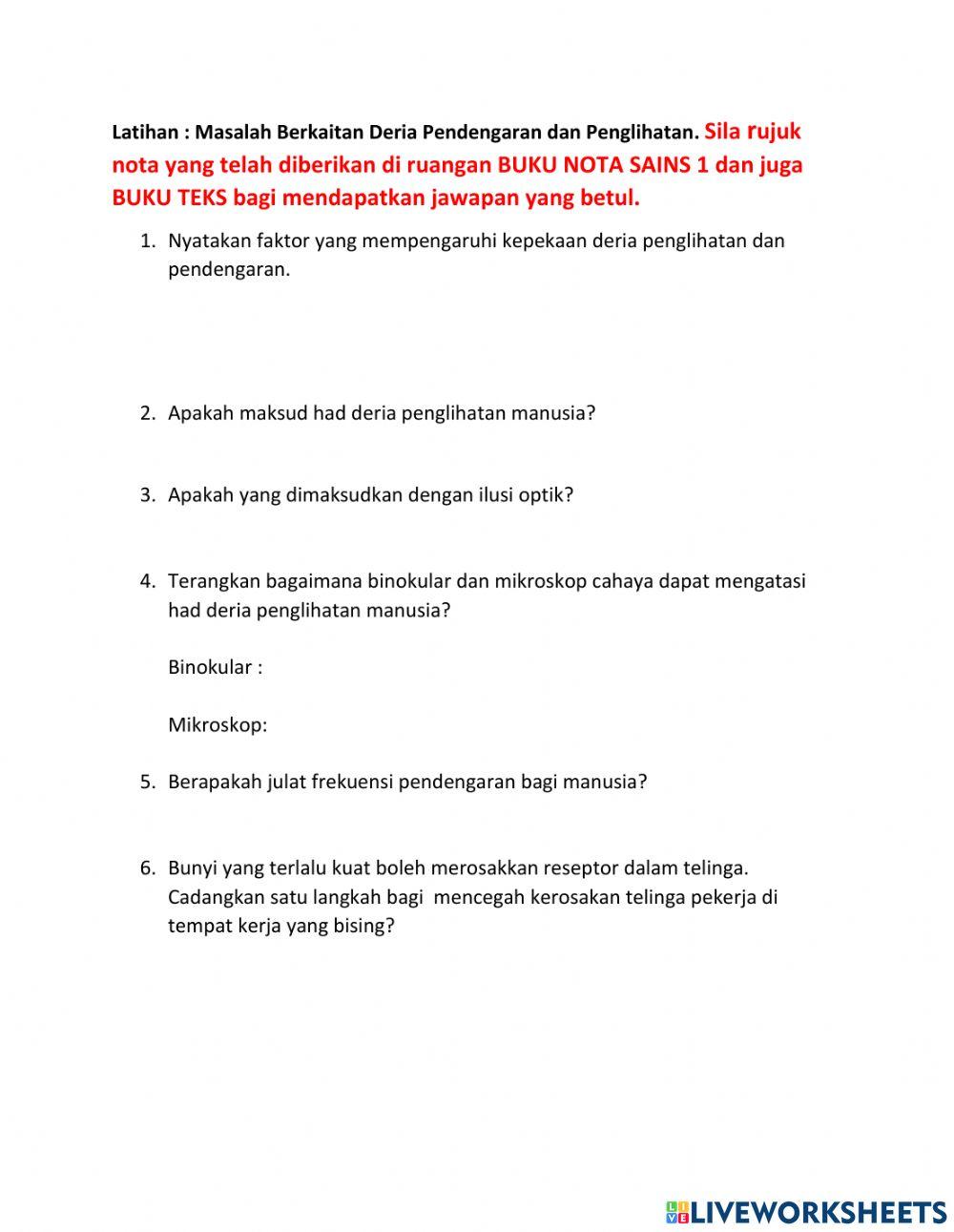 Masalah Deria Penglihatan dan Pendengaran