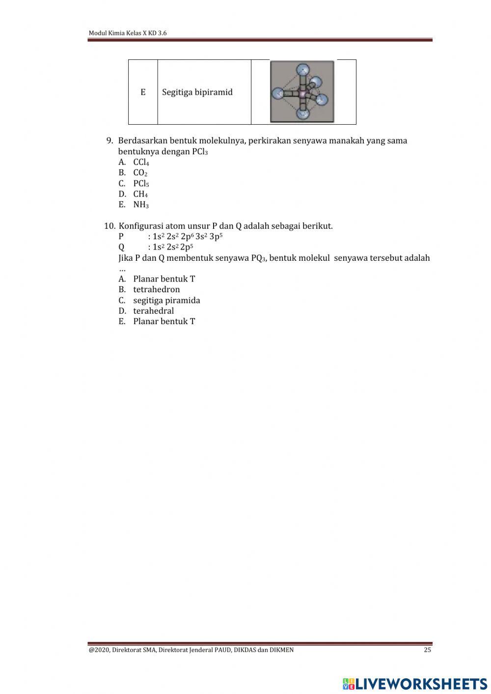 Soal uh kimia 1 genap kelas x ipa