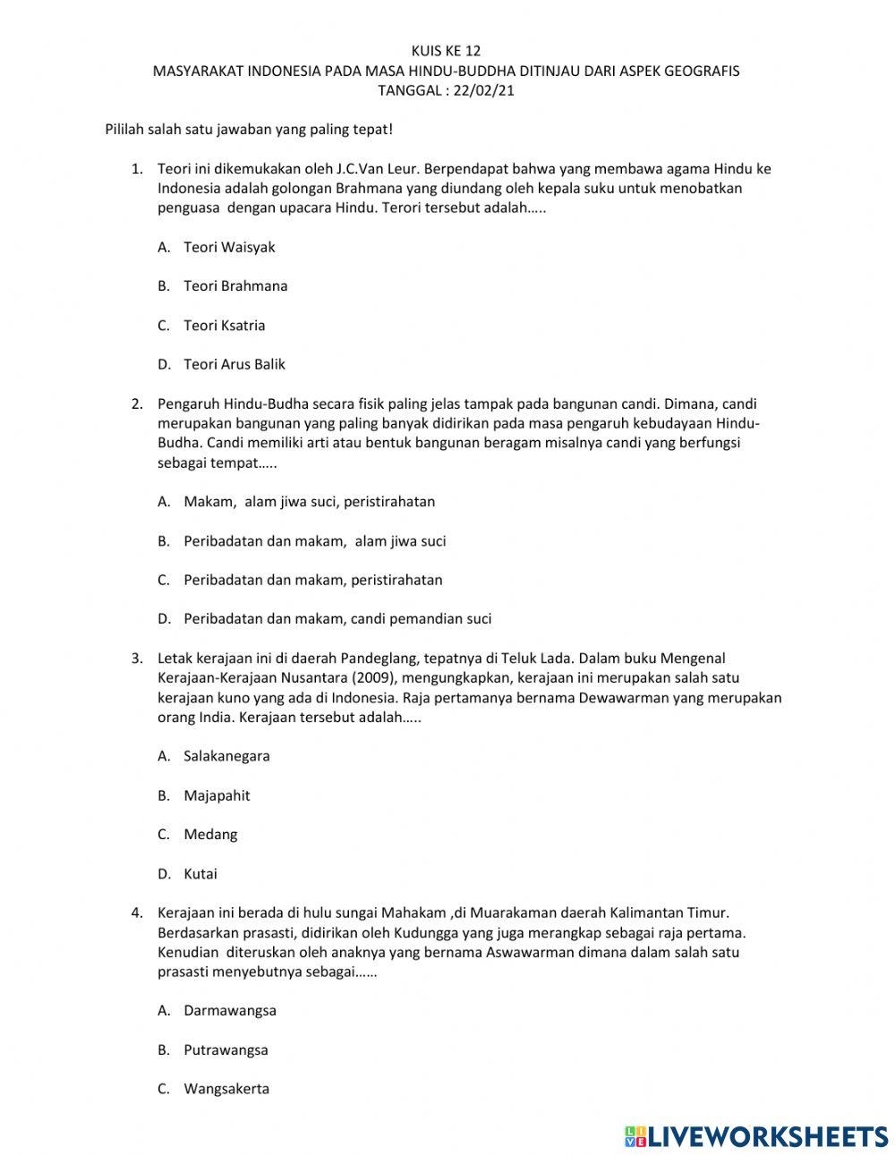 Masyarakat Indonesia Pada Masa Hindu-buddha Ditinjau Dari Aspek Geografis