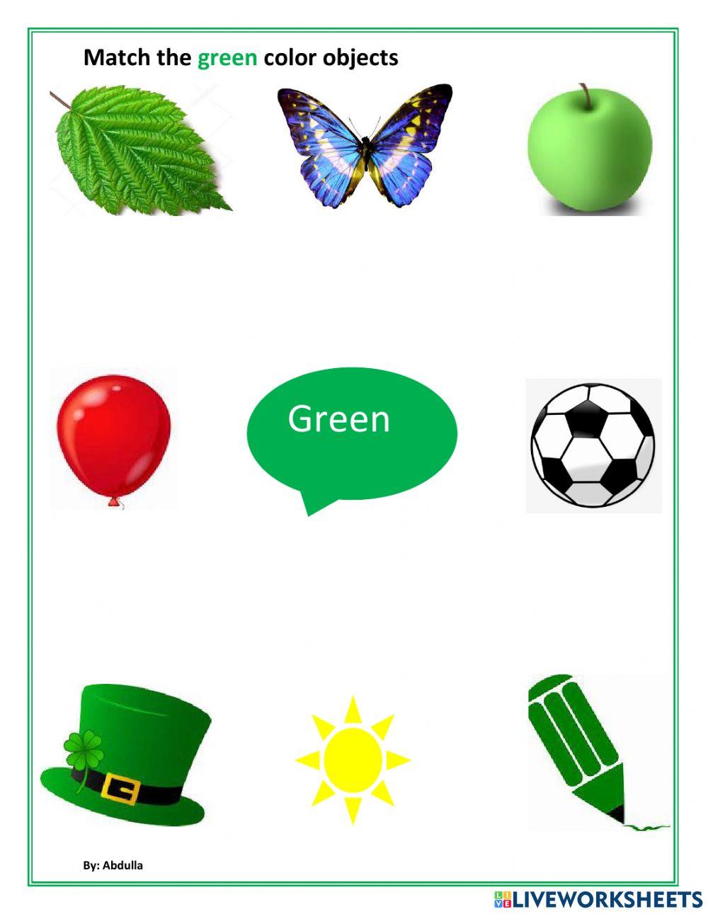 Match the green color objects