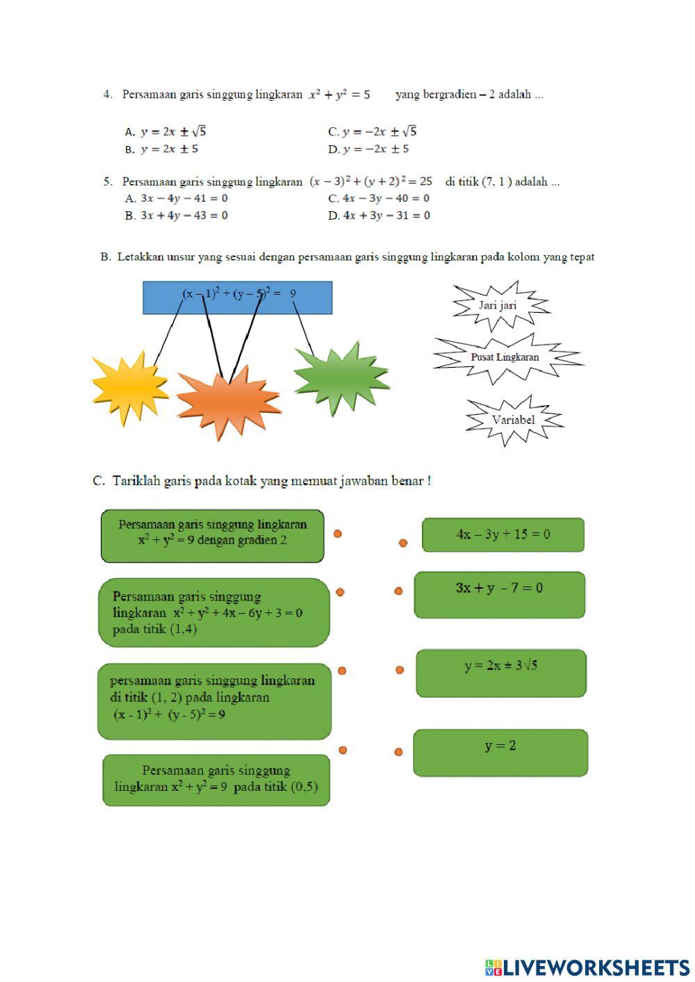 Persamaan garis singgung lingkaran