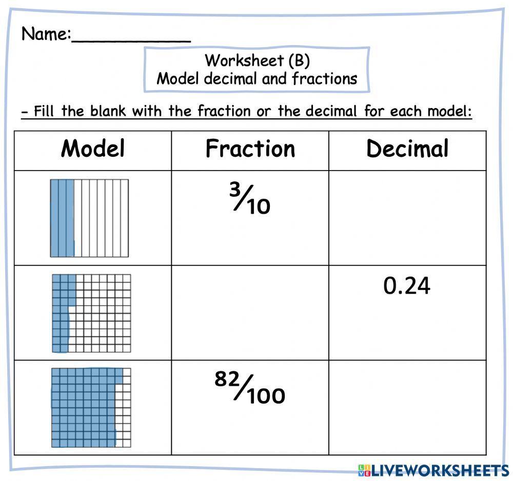 Decimal and fraction (B)