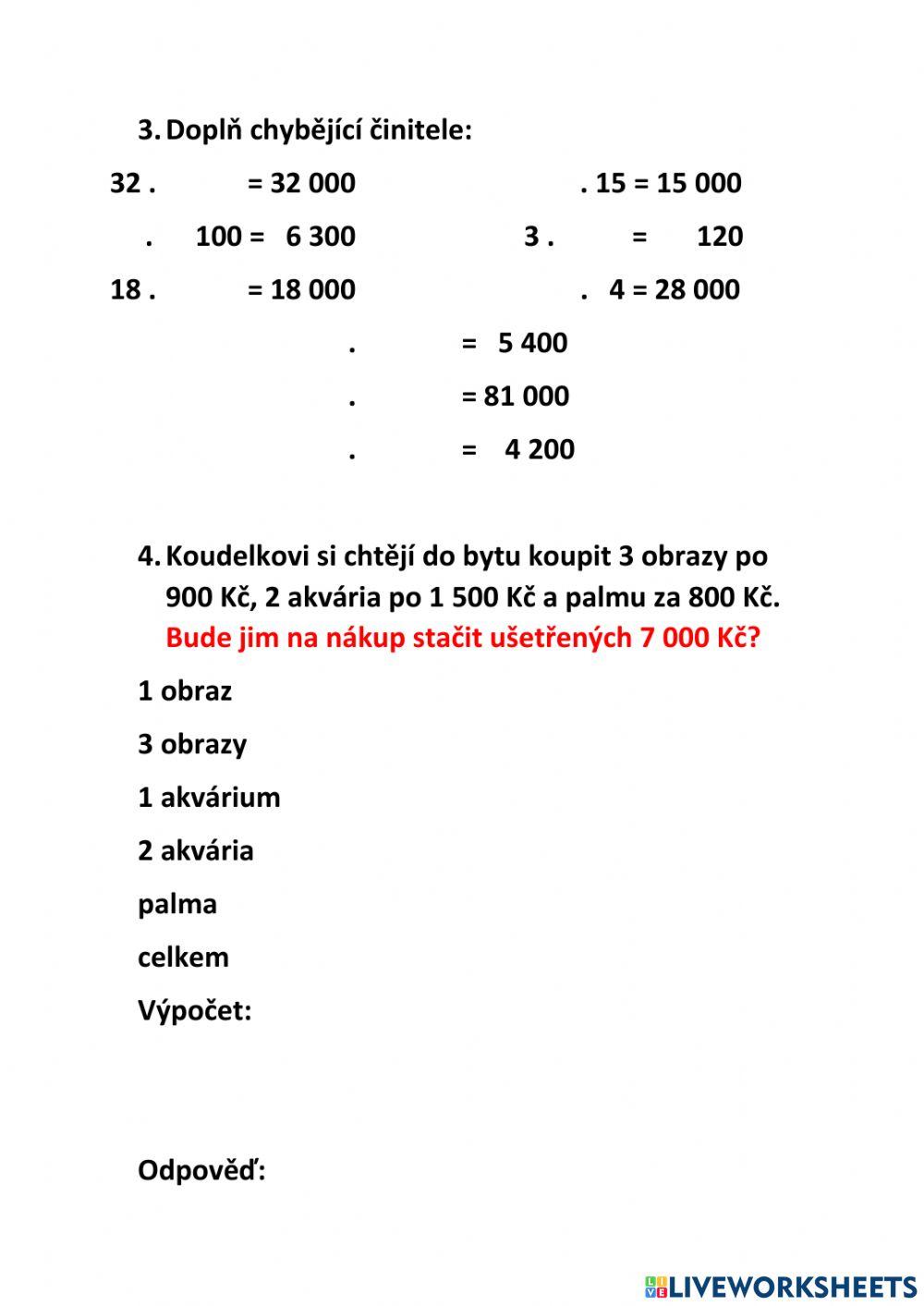 Pamětné násobení čísel větších než 10 000