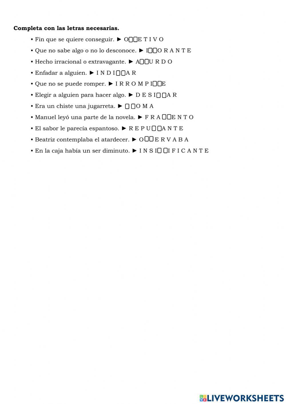 Gramática y Vocabulario