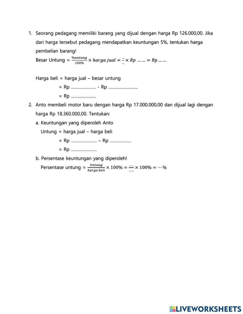 Tugas 7 Aritmetika Sosial