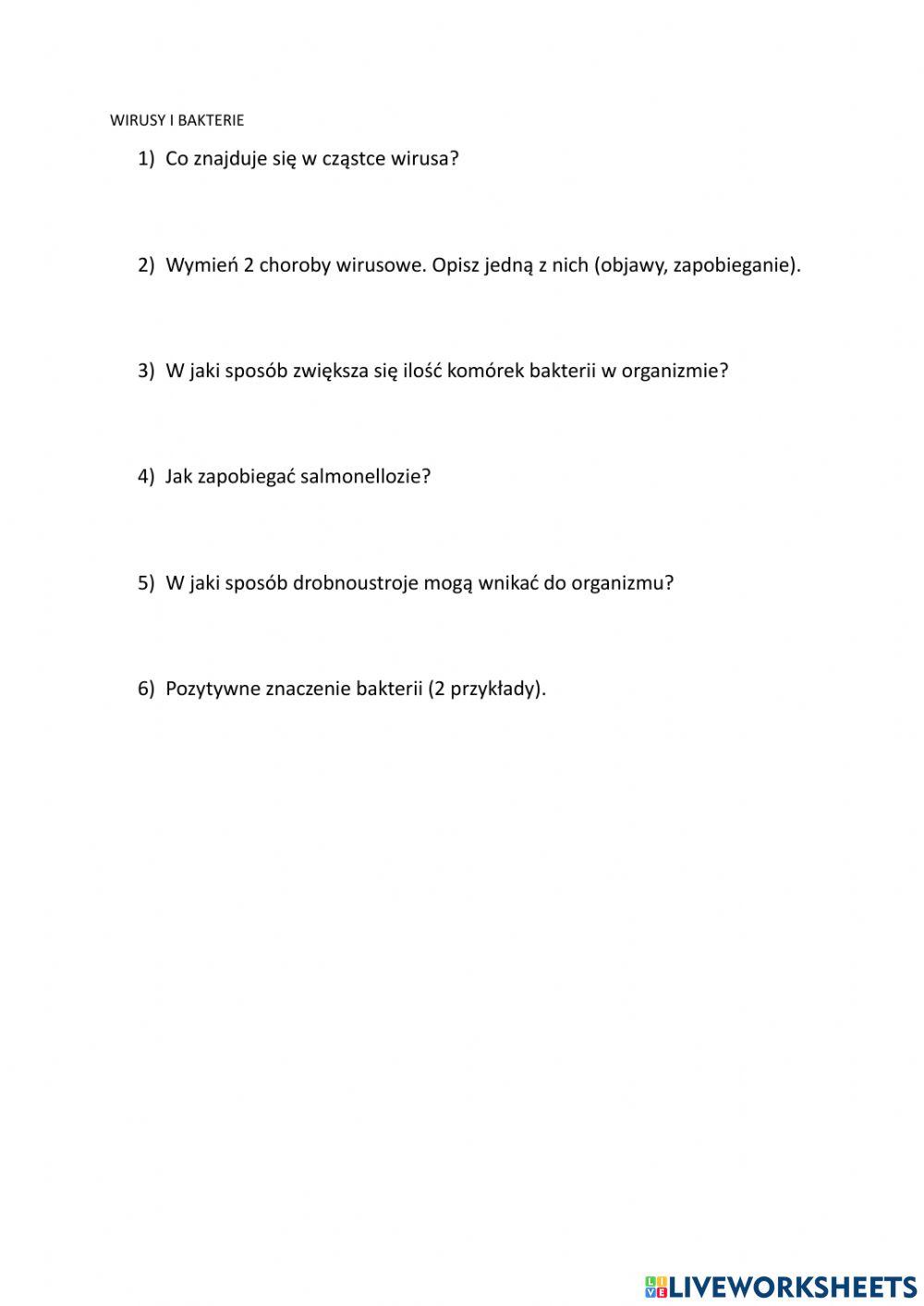 Wirusy i bakterie kartk.