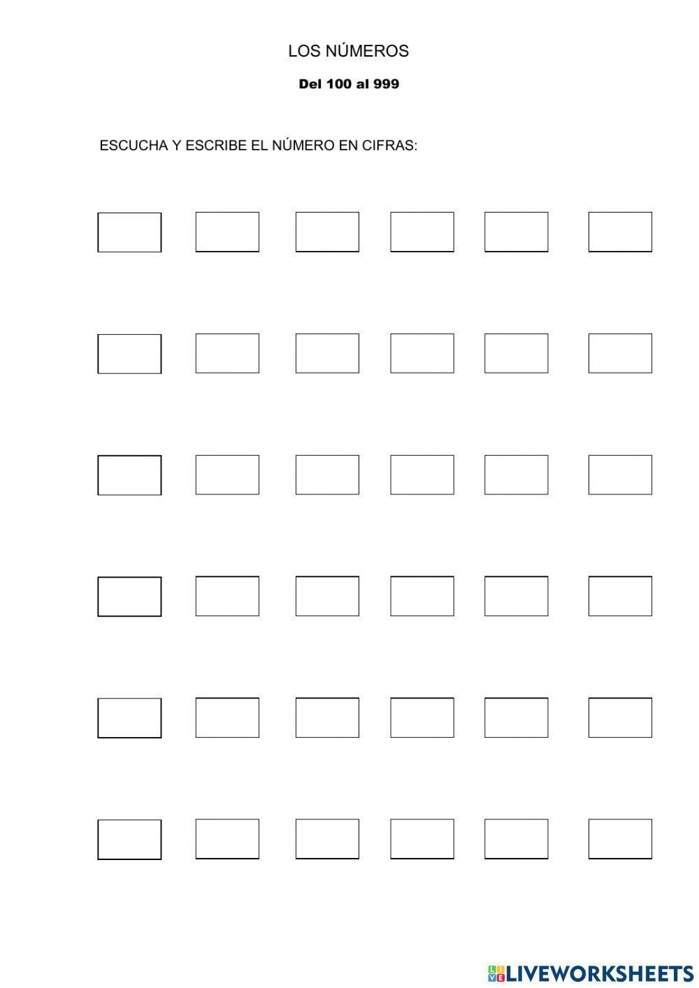 Los números del 100 al 999