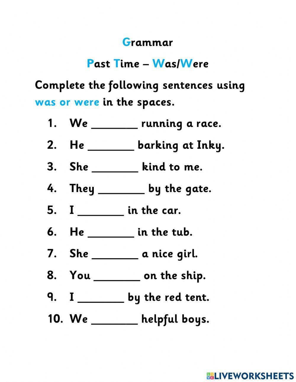 747661 prast tense of the verb to be was and were