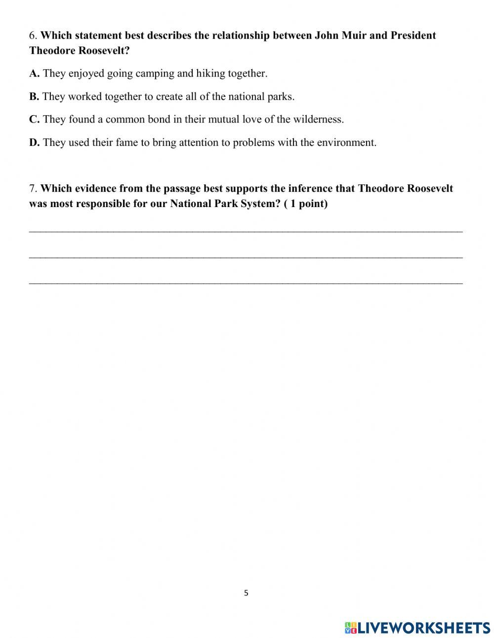 Main idea worksheet