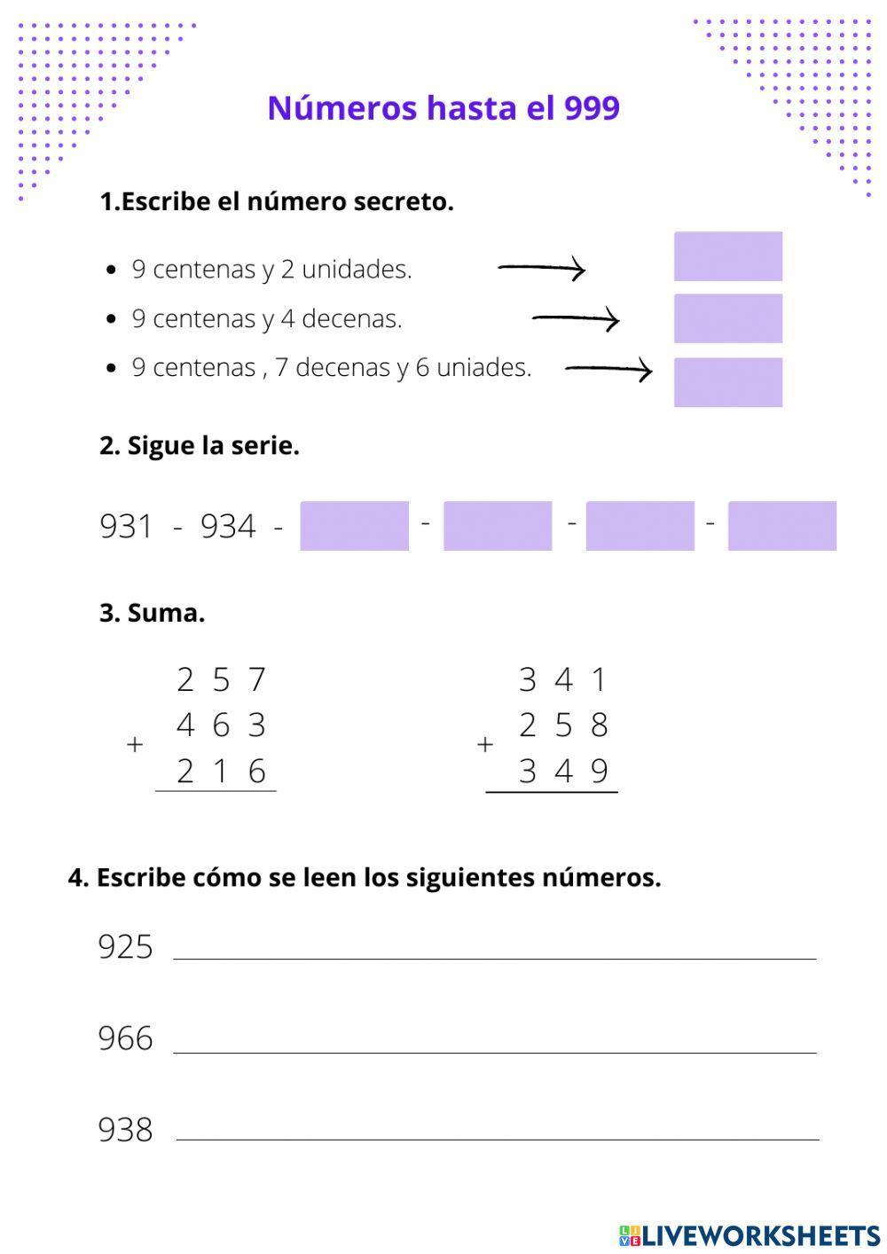Números hasta el 999