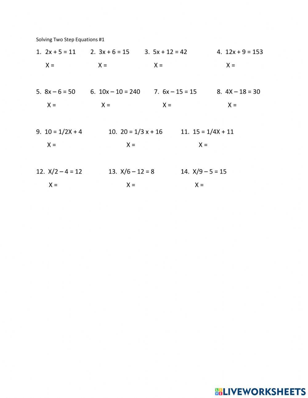 Sole two step equations -1