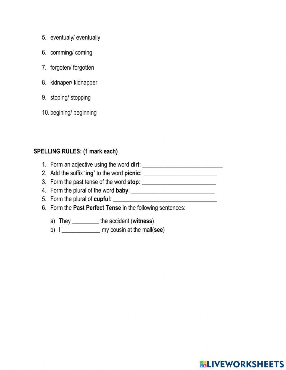 Language Arts mid term test