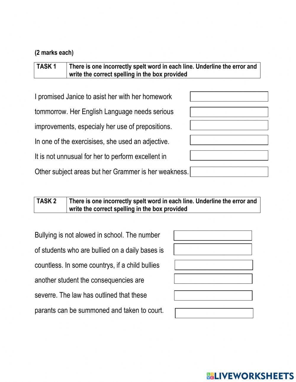 Language Arts mid term test