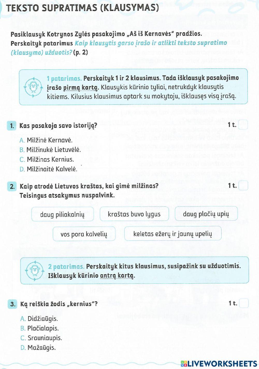 Mokausi vartoti būsimojo laiko veiksmažodžius. Klausymas