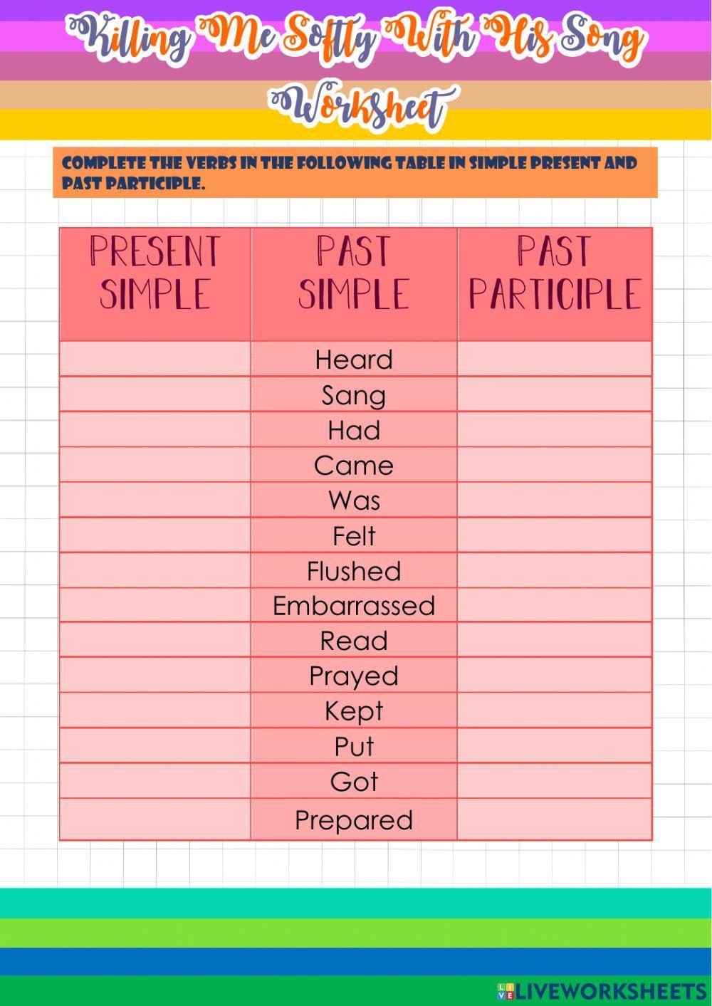 Worksheet-Killing Me Softly With His Song