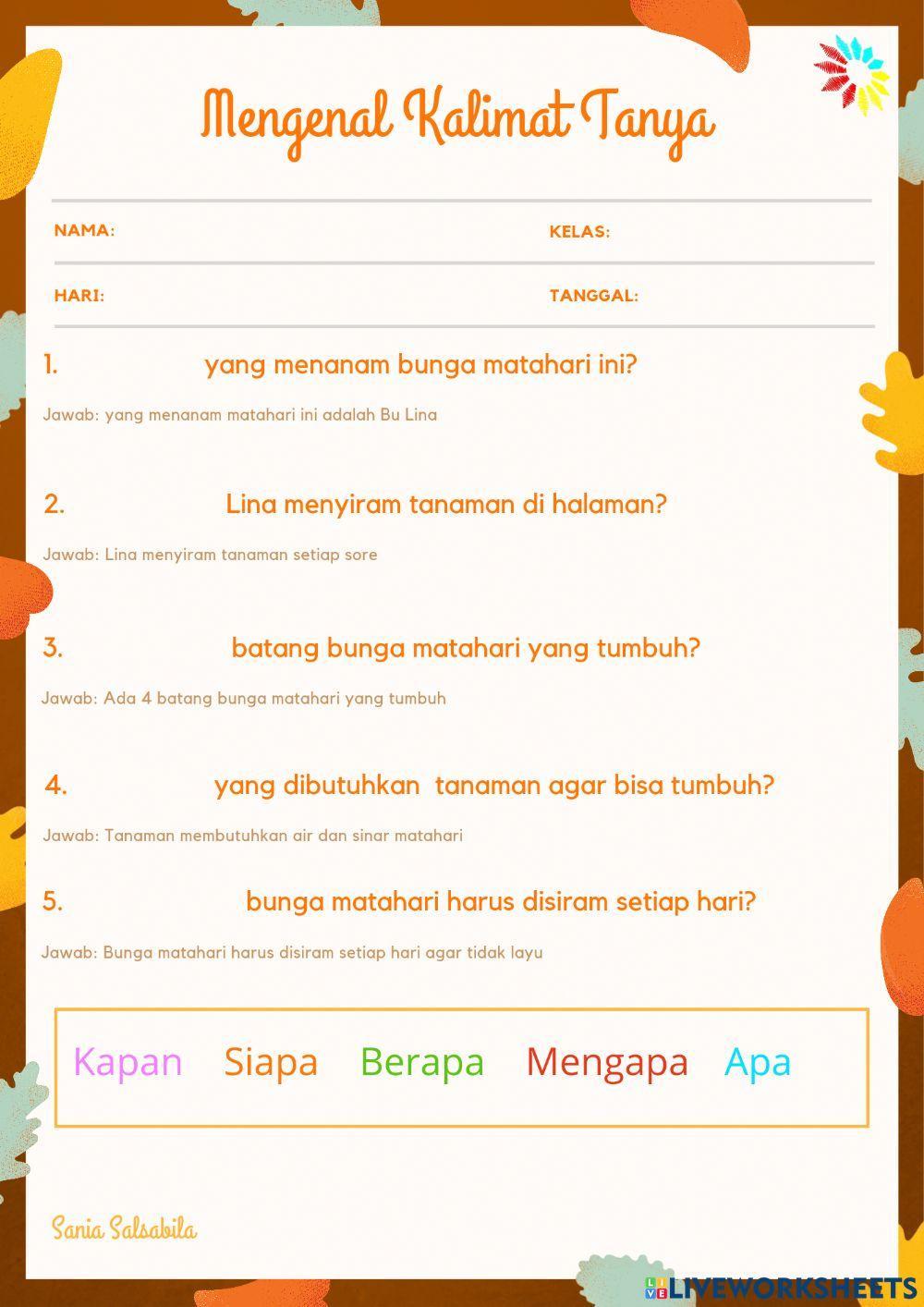 Mengenal Kalimat Tanya (Kelas 2 A MIMANDA)