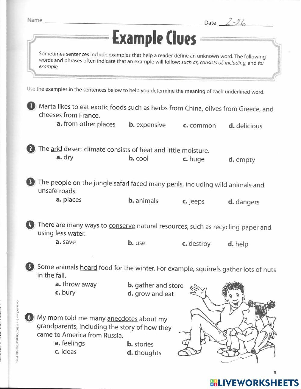 Using Context Clues interactive worksheet | Live Worksheets
