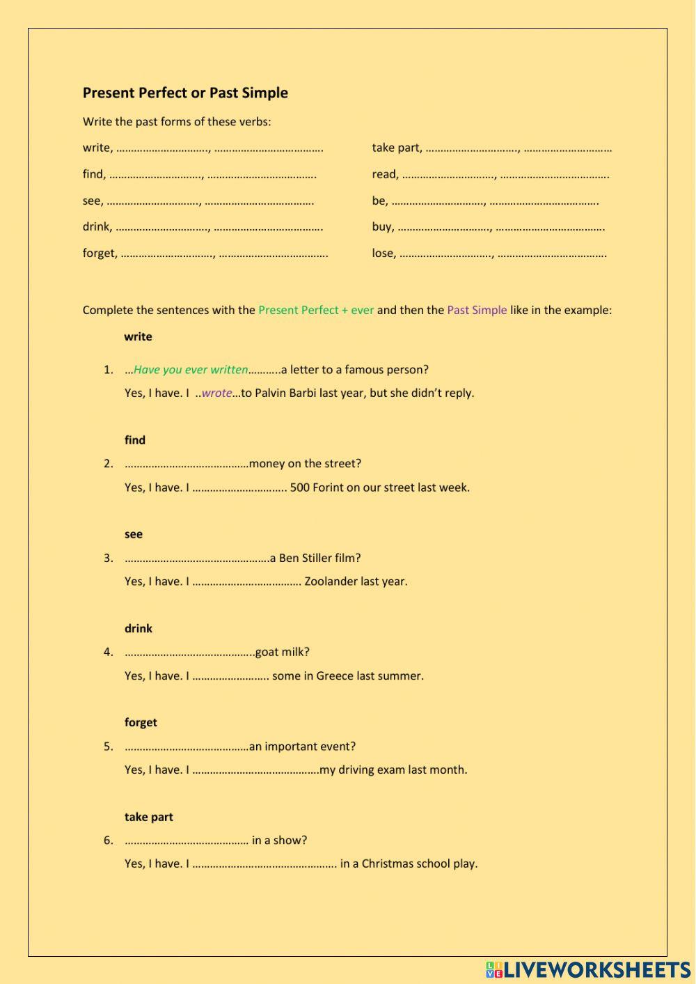 Present Perfect vs. Past Simple