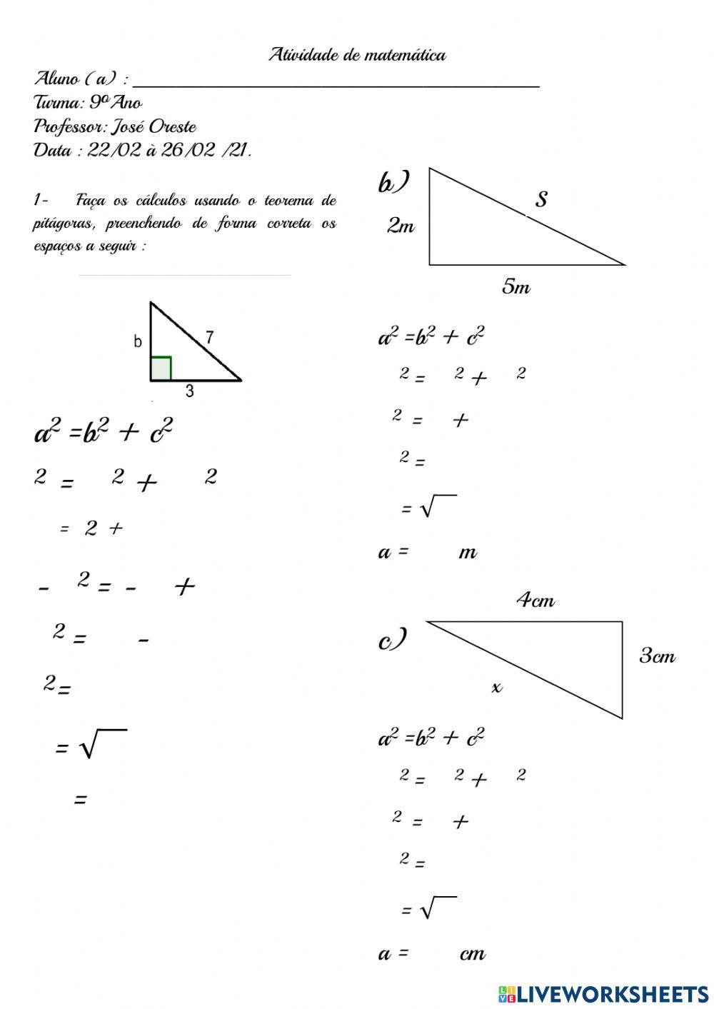 Teorema de pitagoras