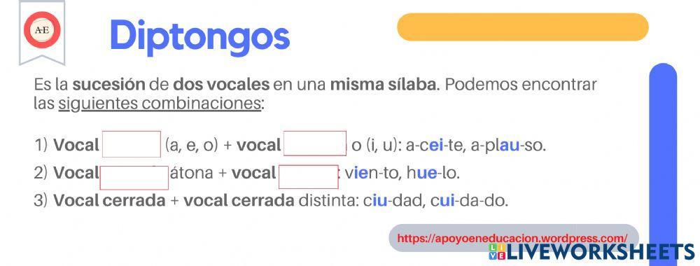 Vocales abiertas y cerradas en los Diptongos, Hiatos y Triptongos.