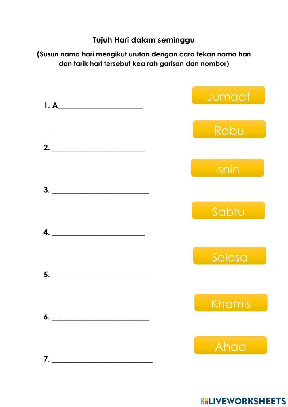 Susunan hari mengikut urutan