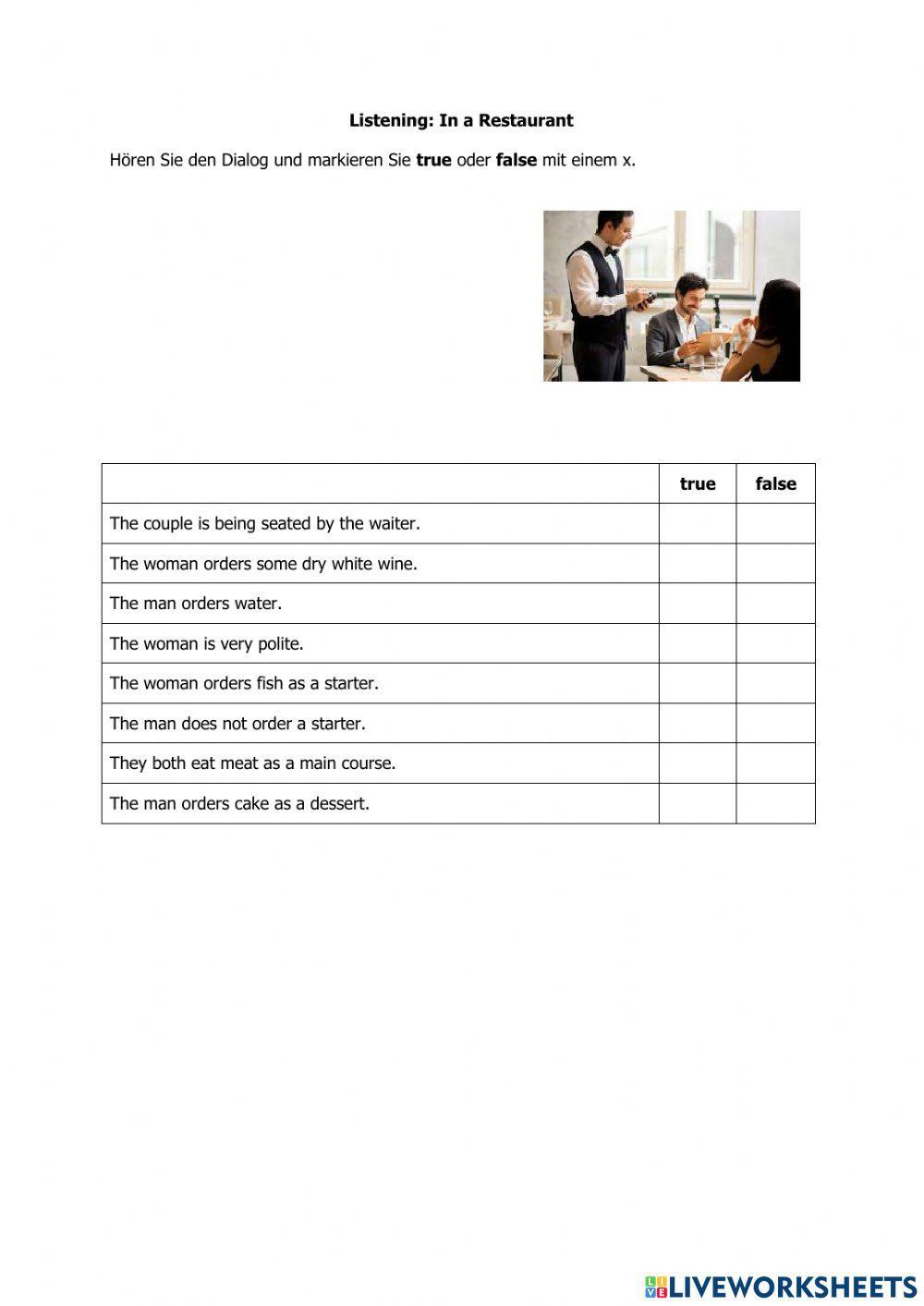 Listening: In a Restaurant