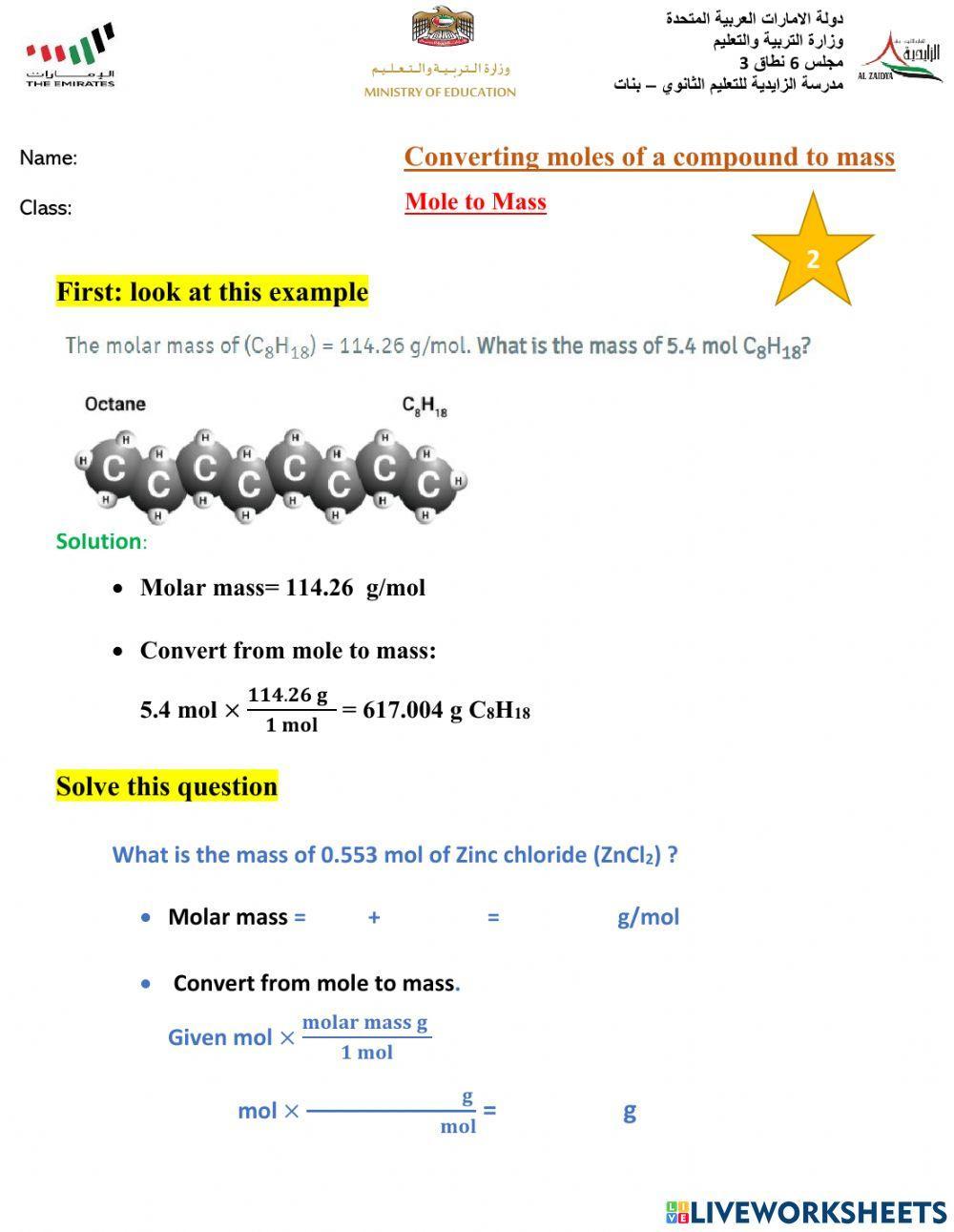 Moles of compounds