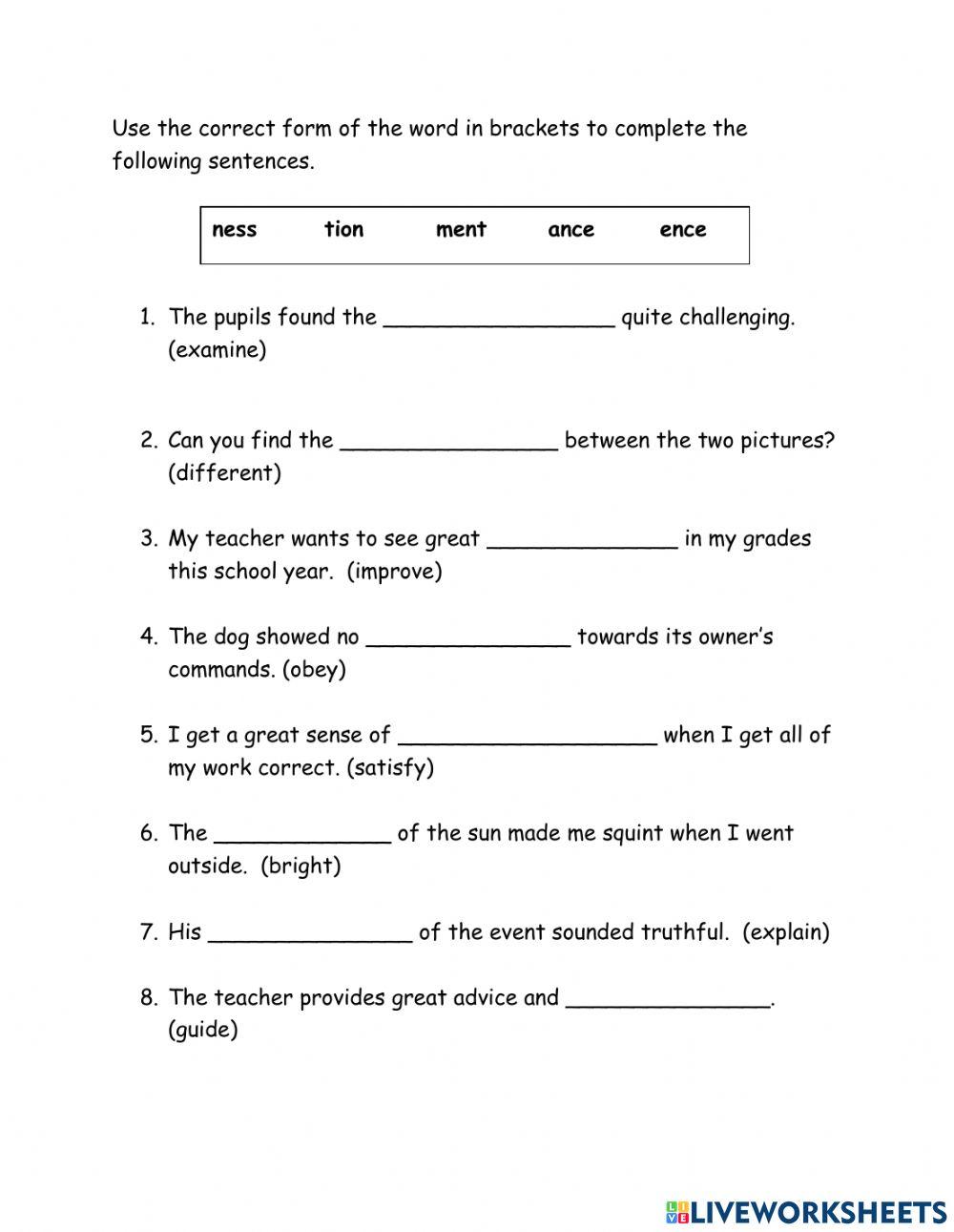 Noun Suffixes Review