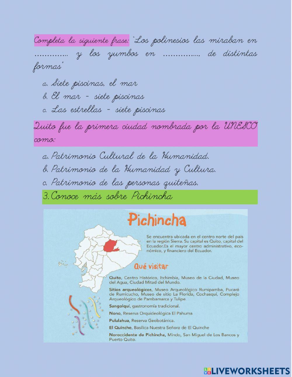 Conociendo sobre nuestra cultura Pichincha