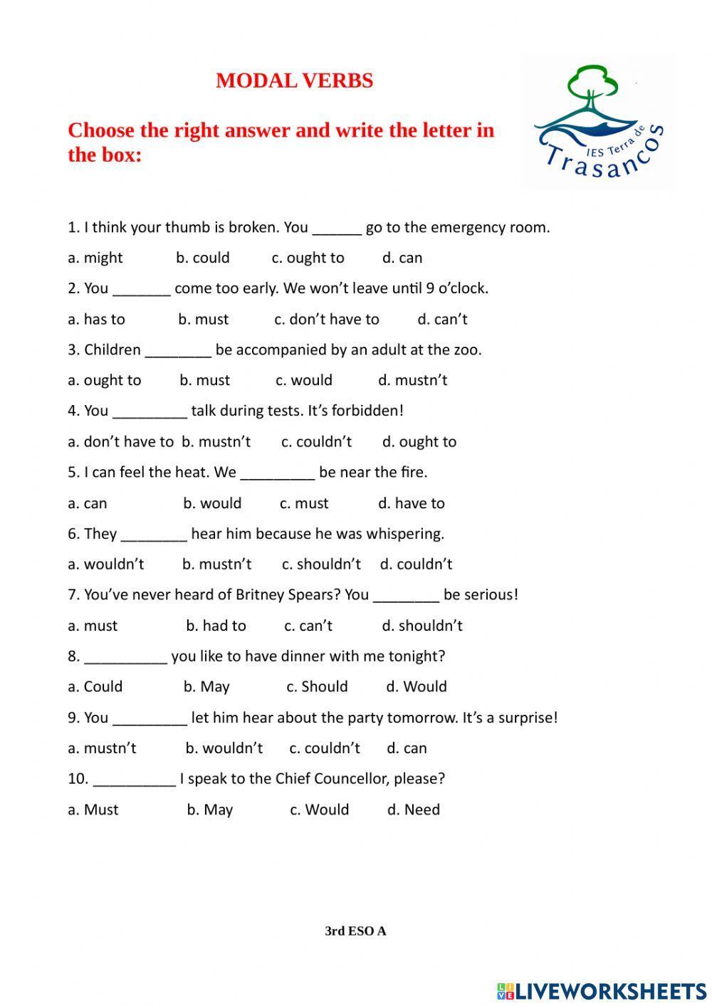 Modals: obligation, advice & deduction