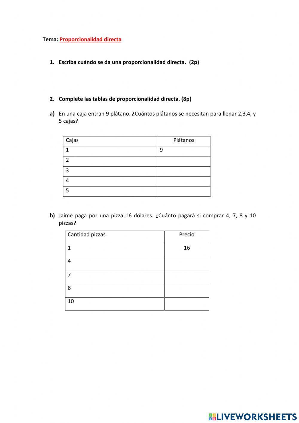 Proporcionalidad  Directa