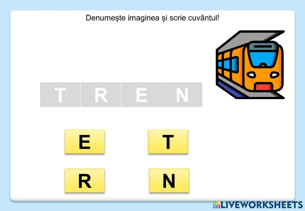 Denumește imaginea și scrie cuvântul! (Mijloace de transport)