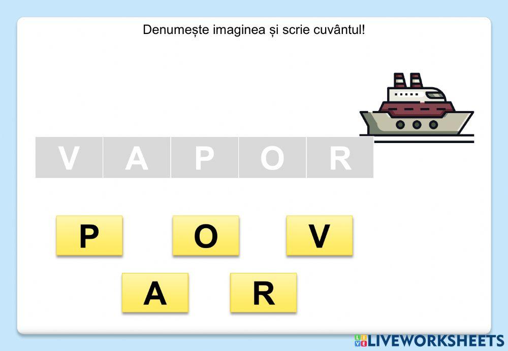 Denumește imaginea și scrie cuvântul! (Mijloace de transport)