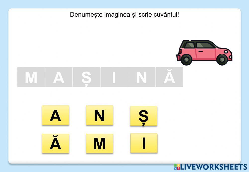 Denumește imaginea și scrie cuvântul! (Mijloace de transport)