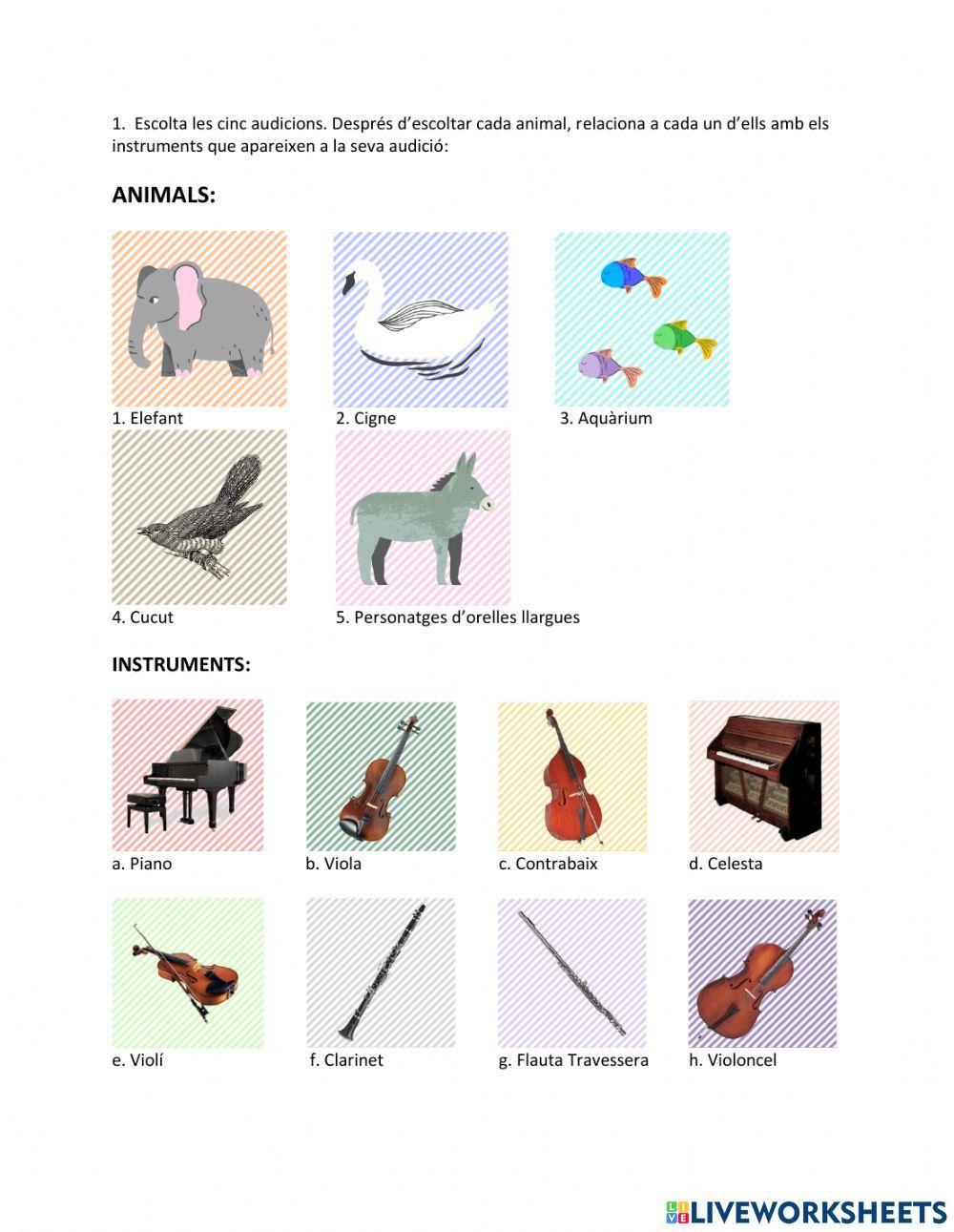 Carnaval dels Animals (Joc de relacionar)