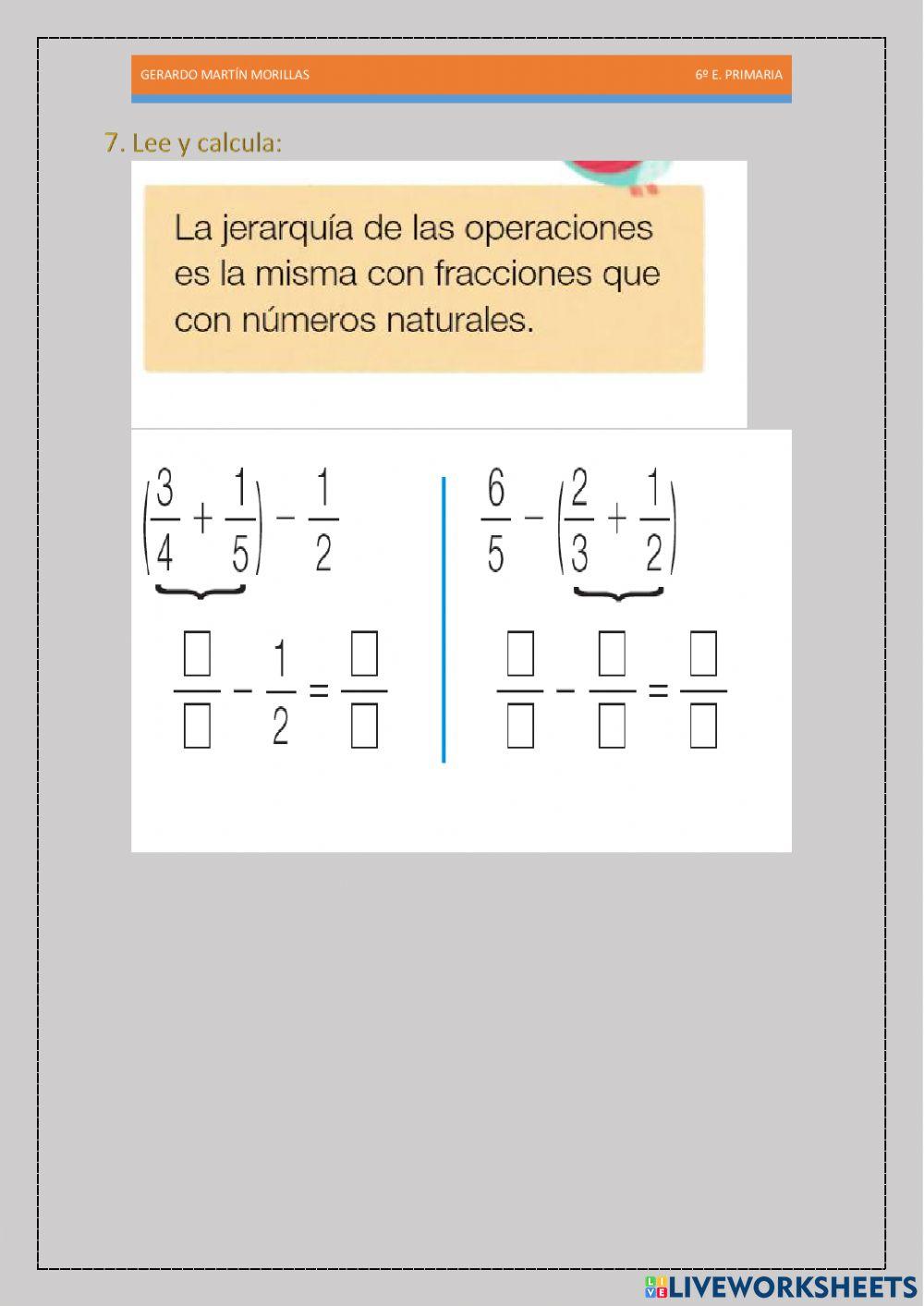 Cálculo y operaciones. Ficha 8.