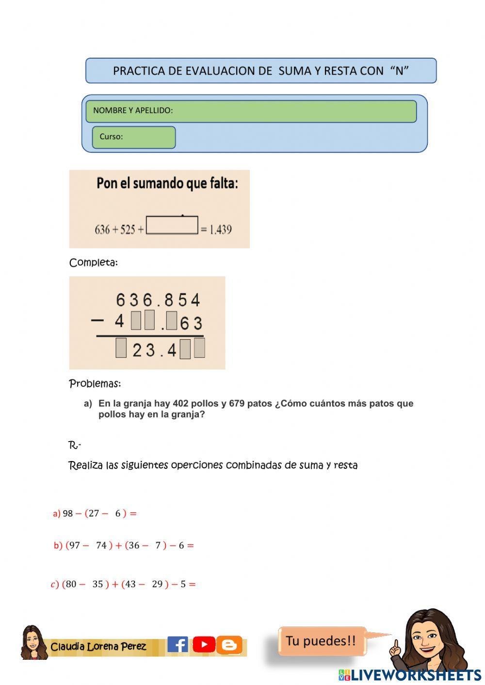 Suma y resta con naturales