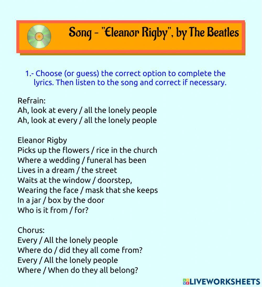 Song - Eleanor Rigby, by The Beatles
