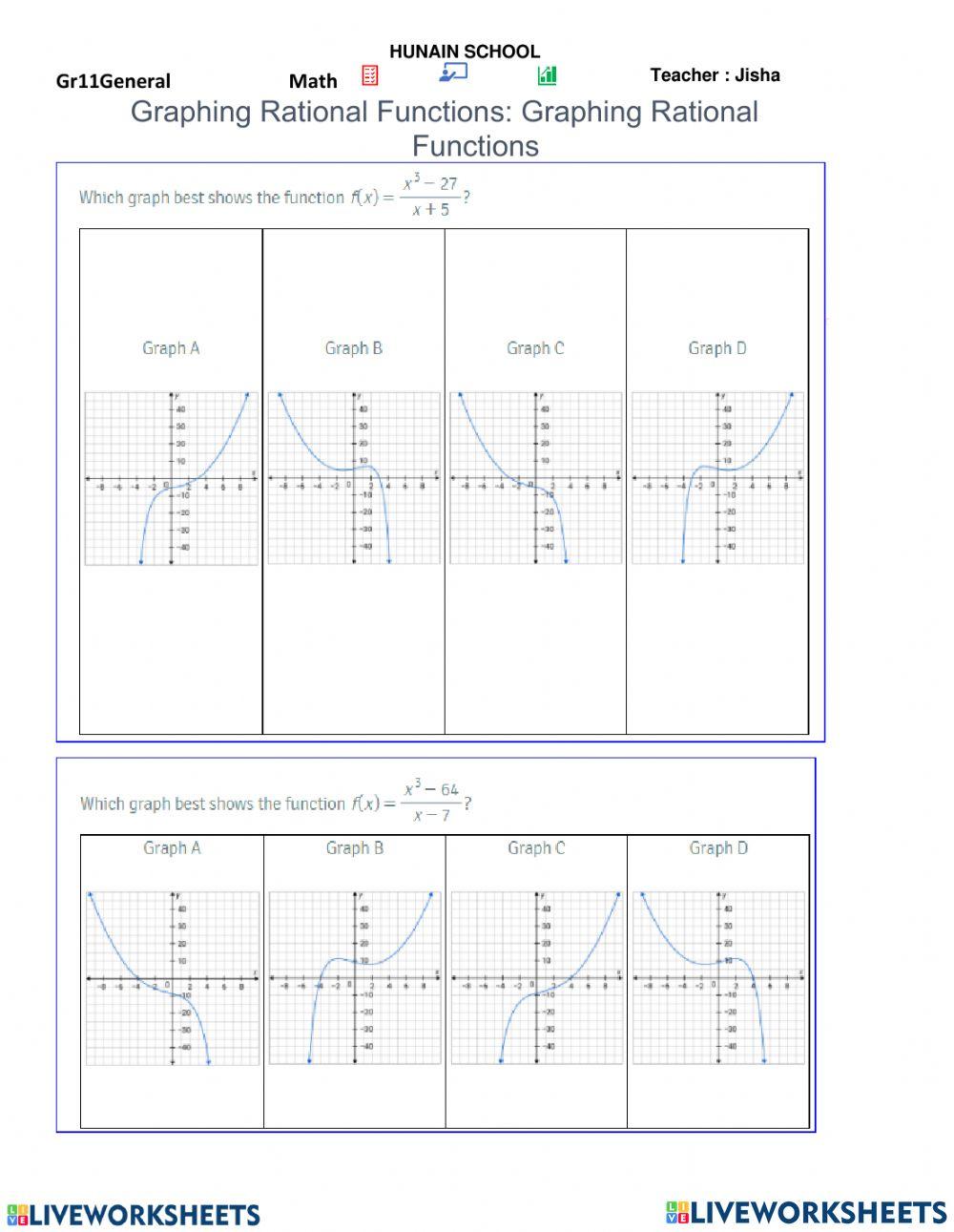 Graphing Rational Functions online exercise for | Live Worksheets