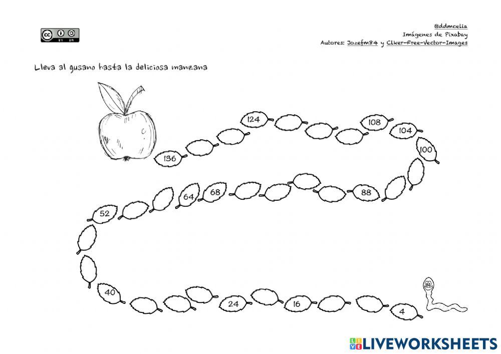 Lleva el gusano hasta la manzana